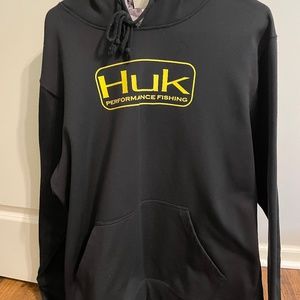 Mens black Huk fishing pullover hoodie